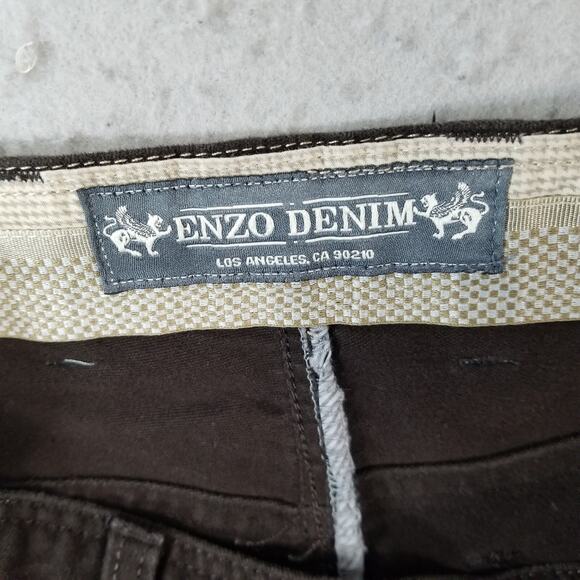 Enzo Denim jeans men's 34x32 regular fit straight Brown velour pants retro - Picture 13 of 15